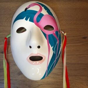 Vintage 1981 Vandor Ceramic Flamingo Face Mask Made Japan Hand Painted Pelzman